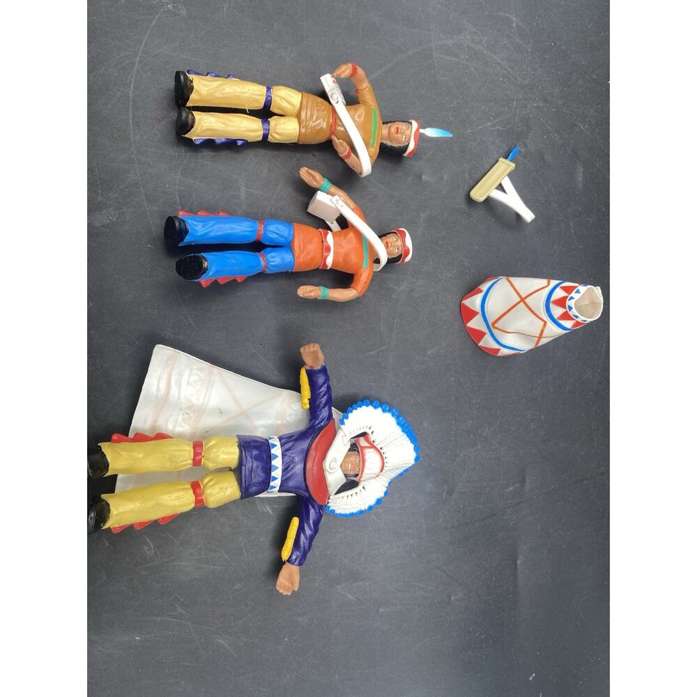 VTG 90’s Novelty Indian Woman/ Male Rubber Bendable Figure With Accessories